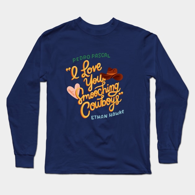 I Love You Smooching Cowboys Long Sleeve T-Shirt by Podro Pascal